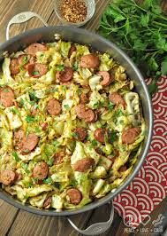 Caraway seeds, smoky kielbasa, tender potatoes and shredded cabbage make it a delicious, surprisingly light change of pace. Fried Cabbage With Kielbasa Low Carb Paleo Gluten Free