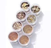 Mixed Chunky Nail Glitter Sequins - Set 6 - Gold/White