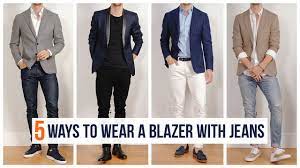 Choose an unstructured blazer for a casual look. How To Wear A Blazer With Jeans Casual Men S Fashion Spring Outfit Inspiration Youtube