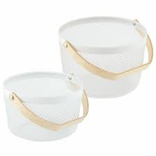 Maybe you would like to learn more about one of these? Farmhouse Metal Wire Storage Organizer Basket With Handle Set Of 2