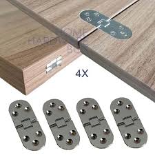 4 Pc Flip Hinge Folding Table Hardware Extension Flush Mount Chrome Silver Folding Table Door Accessories Furniture Hinges