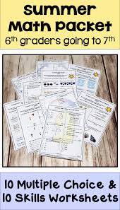 This Summer Math Packet For 6th Graders Going To 7th Grade Has 20 Different Worksheets And Lots Of Activities Inclu Summer Math Summer Math Packet Math Packets