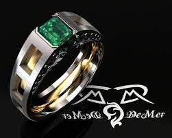Men S Two Tone Emerald Wedding Mangagement Ring By Fandcgold 5500 00 Rings For Men Cool Rings For Men Wedding Rings For Women
