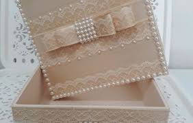 Caixa De Mdf Decorada Com Renda E Pérola Caixa Com Perolas Caixas Com Perolas Caixa Mdf Caixa