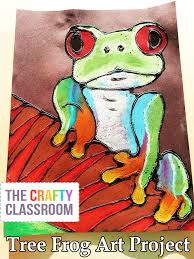 Tree Frog Oil Pastel Frog Art Animal Art Projects Tree Frog Art