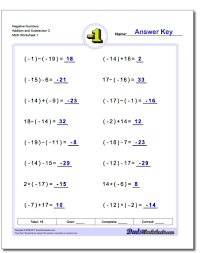 Negative Numbers Addition Worksheet And Subtraction Worksheet 3 Negativ Subtracting Integers Worksheet Negative Numbers Worksheet Subtracting Negative Numbers