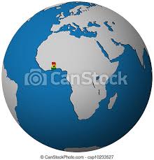 Searchable map/satellite view of ghana. Ghana Flag On Globe Map Ghana Territory With Flag On Map Of Globe Canstock