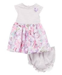 Pippa Julie Purple Ivory Stripe Butterfly Dress Infant
