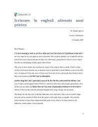 Continutul unei scrisori de intentie in engleza, franceza sau germana difera evident in functie de situatie. Scrisoare In EnglezÄƒ AdresatÄƒ Unui Prieten Liceunet Ro