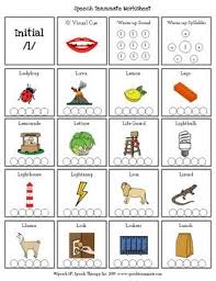 Articulation Worksheet With Words To Help A Child Say The L Initial Sound Articulation Worksheets Initial Sounds Initials
