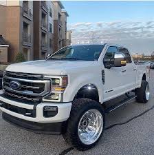 white ford f250 with custom led headlights in 2020 ford trucks lifted ford trucks ford f250 pinterest