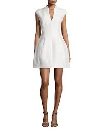 Halston Heritage Structured Cap Sleeve Dress Bone Capped Sleeve Dress White V Neck Dress V Neck Cocktail Dress