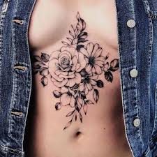 Floral Sternum Tattoo | Tattoo Ideas and Inspiration | Valery Tattoo