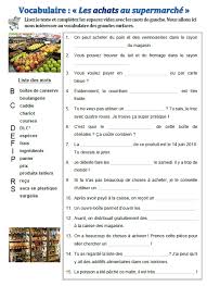 Vocabulaire Les Achats Au Supermarche Exercices A Imprimer Vocabulaire Achats Exercice