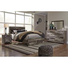 Be sure to purchase a mattress and bedding to fit. Benchcraft Derekson 6 Piece Queen Bedroom Set