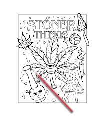 Stoner coloring book printable pdf download with funny trippy gnomes smoking weed, coloring pages for adults, stress relief illustrations. Stoner Coloring Page Colouring Page For Adults Stoner Etsy