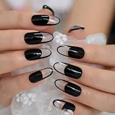 Below is a tutorial on how do black french tip acrylic nails. Amazon Com Coolnail Black Clear French Tips Long Oval Round False Nail Acrylic Extensions Press On Nail Tips Faux Ongles Full Cover Uv Fake Nails Beauty