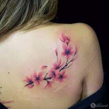 Cherry Blossom Tattoo On Back Shoulder By Eiji Tattoo Hals Kirschbluten Tattoo Blumen Tattoo Schulter
