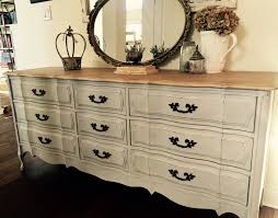 Refinished French Provincial Dresser That Has Been Updated With A Paris Grey Body And Sanded Down Wooden Top By Fyn Refinishing Furniture Redo Furniture Decor