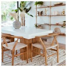 Wanda Coastal Beach Light Wood Woven Teak Wishbone Dining Chair Outdoor Dining Table Styling Outdo Boho Dining Room Teak Dining Chairs Coastal Dining Room