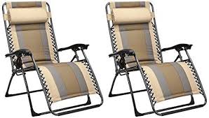 Amazonbasics Outdoor Padded Zero Gravity Lounge Beach Chair Pack Of 2 65 X 29 5 X 44 1 Inches Tan Patio Chairs Zero Gravity Chair Lounge Chair Outdoor