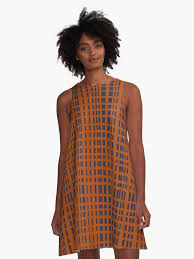 Dark Blue Dotted Lines On Rust Also Buy This Artwork On Apparel Stickers Phone Cases And More Dress A Linedress Dres A Line Dress Dresses Woven Dress
