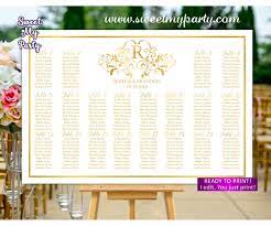 Gold Wedding Seating Chart Printable Gold Seating Chart With Monogram Elegant Wedding Seating Chart Gold Reception Sign With Monogram Gold Find Your Seat Sign Gold Seating Chart Alphabetical Wedding Stationery Diy Wedding Sweetmyparty Com