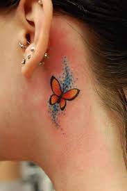 This Tiny Butterfly Tattoo Is Pretty Cute Hiding Behind The Ear Butterfly Tattoos For Women Small Butterfly Tattoo Butterfly Tattoo On Shoulder