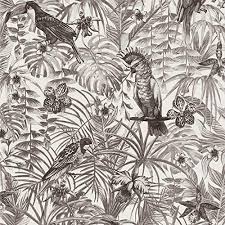 Ajoutez une touche de gaité à vos murs avec le papier peint créé par le designer wayne hemingway. Papier Peint Perroquet Noir Blanc 372105 Papier Peint Noir Et Blan Planete Deco Store