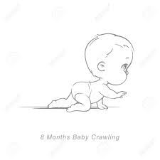 Baby body language chalkboard baby crawling on the floor body language in hand drawn illustration on blackboard baby feet outline drawing stock illustrations brother bear. Cute Little Baby Boy Or Girl In Diaper Crawling Sketchy Hand Royalty Free Cliparts Vectors And Stock Illustration Image 128259459