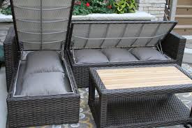3pc Teak Brown Wicker Sectional Sofa Set With Waterproof Storage Patio Cushion Storage Patio Sofa Set Waterproof Outdoor Furniture