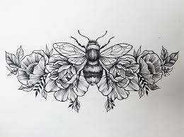 I also am passionate about saving the bees! Bee Flower Composition Linework Dotwork Sketchfortattoo Eightlines Twofloors Flower Line Drawings Bee Tattoo Bumble Bee Tattoo