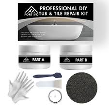 Repair kits include gelcote acrylic repair putty / hardener, application stick, sand paper 600 wet, 2000 wet, polishing compounds and plastic release sheets (mylar). Fortivo Tub Repair Kit White For Acrylic Porcelain Enamel Fiberglass Tub Repair Kit For Sink Shower Countertop Bathtub Refinishing Kit For Cracked Bathtub Scratches Shower Bases Pans