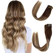 Premium clip in hair extensions, tape in, and sew in extensions. Remy Clip In Human Hair Extensions Brown Roots To Medium Brown With Honey Blonde Highlights Balayage Real Clip In Hair Extensions 7 Pcs Double Weft Remy Hair Extensions Clip On For Women