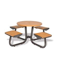 Patio tables should be sturdy, stylish, and the right size and height for your needs. 36 Round Outdoor Table With Attached Seats Camden Collection Portable Surface Mount Bramsford