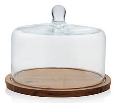 Libbey Acacia Wood Flat Cake Stand With Glass Dome Qvc Com In 2020 Wood Cake Stand Cake Stand With Dome Flat Cakes