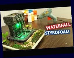 Mini Waterfall Garden With Styrofoam Amazing Tabletop Water Fountain In 2020 Tabletop Water Fountain Water Fountain Mini Waterfall