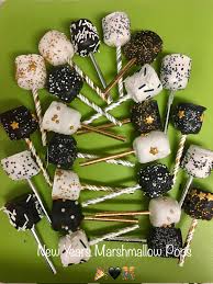 Black And White Desserts Names New Years Marshmallow Pops Black White Gold Silver Candy Melts Black White Gold Party Gold Birthday Party Black Party Decorations