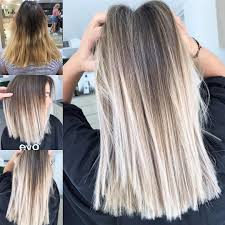 It could be described as cool platinum, and looks best on lighter complexions with lighter eye colors. Hair By Nikki O On Instagram Feeling Friday Fresh Hairandharlow Behindthechair Com Beforeandaf Balayage Hair Blonde Blonde Balayage Ombre Hair Blonde