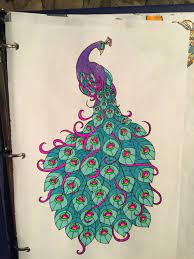 Peacocks might just be the most majestic of birds. Finished Peacock Color Page Owl Coloring Pages Peacock Coloring Pages Peacock Wall Art