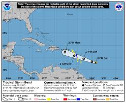 The national hurricane center is the division of the united states' noaa/national weather service responsible for tracking and predicting tropical weather systems between the prime meridian cover photo is available under public domain license. Beryl Downgraded To A Tropical Storm Remains Disorganized