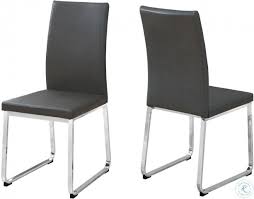Shop the widest selection of dining room seating and match the style of your kitchen decor! Gray Faux Leather And Chrome Dining Chair Set Of 2 From Monarch Coleman Furniture