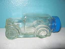 Clear Glass Car Shaped Jar With Blue Plastic Lid Bubble Gum Etsy Clear Glass Jar Vintage Candy