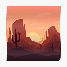 Desert Cactus Landscape Minimalistic Poster By Claire Williams In 2020 Desert Painting Minimalist Painting Minimalist Landscape