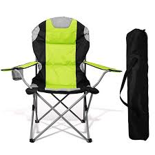 Portable Padded Folding Chair For Outdoor Camping Fishing With Armrest Cup Holder Carrying Case Induded Review Padded Folding Chairs Folding Chair Chair