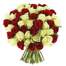 The images are nice to use in your mixed media or floral craft or collage projects! 50 Red And White Roses With Hand Tied Bouquet Send Flowers To India Juneflowers Com