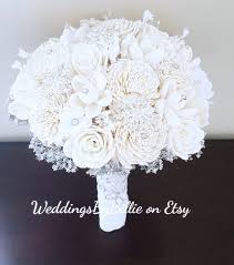 White Sola Wedding Bouquet White Silver Bouquet Wedding Rose Wedding Bouquet Wedding Bouquets Flower Bouquet Wedding