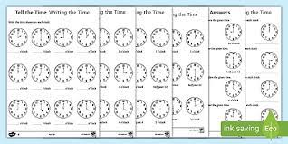 O Clock And Half Past Telling Time Worksheets Ks1