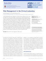 Pdf Risk Management In The Clinical Laboratory