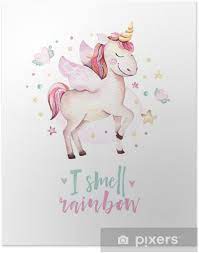 Poster Isolato Carino Acquerello Unicorno Bambini Poster Illustrazione Di Unicorni Vivaio Disegno Di Principessa Unicorni Cavallo Magico Fumetto Rosa Alla Moda Pixers Viviamo Per Il Cambiamento